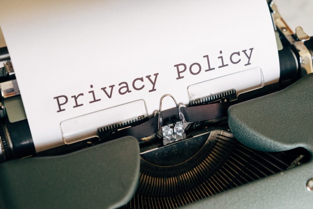 Privacy Policy on a typewriter | Jenny Laine Designs
